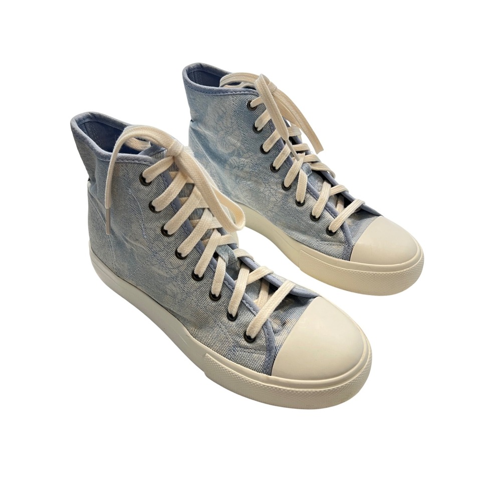 American Eagle Light Wash Denimโ Floral High Top Platform Sneakers Women's 8